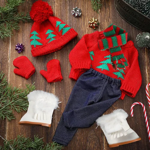 Miniatura 7 de Bencailor Conjunto de 6 piezas de ropa y accesorios de invierno de 18 pulgadas para muñecas de invierno, suéteres, pantalones, sombreros, zapatos