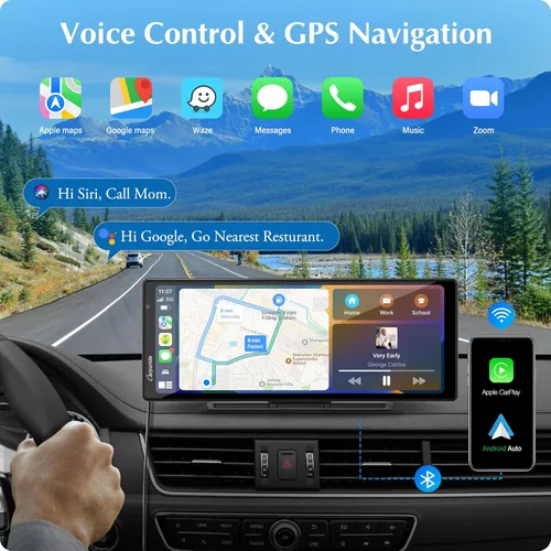 Miniatura 4 de Carpuride W903 Carplay inalámbrico y Android Auto con cámara de salpicadero, pantalla táctil HD IPS de 9.3 pulgadas para automóvil, cámara frontal