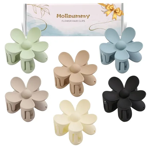 Miniatura 8 de 6 accesorios para el cabello de flores, pinzas de garra grandes mate, pinzas de pelo de margaritas para cabello grueso y fino, pinzas de sujeción