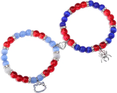 Miss Pink Pulseras de la amistad de araña, pulseras a juego para parejas, mejores amigos, pulsera de gatito araña a juego, Halloween, Navidad,