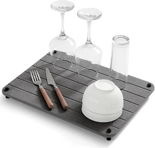 Miniatura 9 de Organizador de Fregadero de Cocina, Bandeja de Piedra Absorbente de Agua para Fregadero, Bandeja de Encimera de Baño de Diatomita, Protector