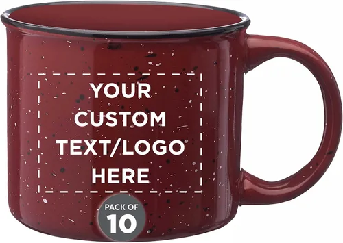 Miniatura 28 de DISCOUNT PROMOS Tazas de café personalizadas de cerámica para fogata, 13 onzas, juego de 10/50/100, paquete personalizado a granel, perfecto