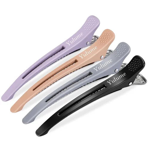 Miniatura 11 de Paquete de 12 clips para seccionamiento de cabello, clips de pico de pato sin arrugas con banda de silicona, 4.4 pulgadas, antideslizantes