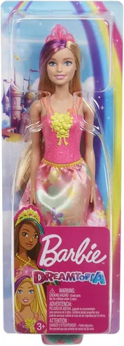 Miniatura 6 de Barbie Dreamtopia Royal Fashion Muñeca y accesorio, rubio con rayas moradas con falda rosa extraíble y diadema