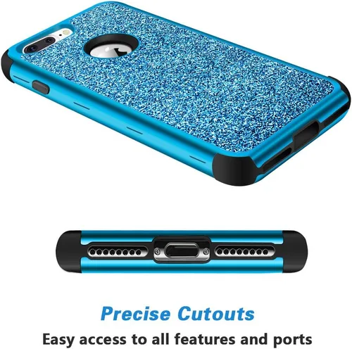 Miniatura 4 de Hython Funda para iPhone 8 Plus/7 Plus - Defensor resistente, carcasa rígida híbrida con purpurina brillante, cubierta de goma a prueba de golpes