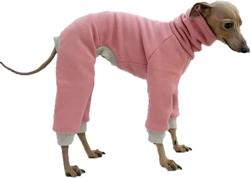 Miniatura 29 de D Doggy Star - Suéter de galgo italiano de cuello de tortuga, conjunto de mono de vellón cálido, ropa de Whippet para perro (XL, azul marino Pkt)