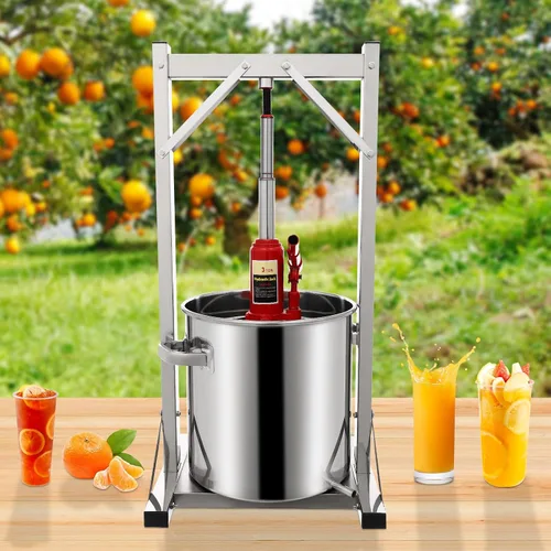 Miniatura 3 de Prensa hidráulica de vino de frutas de 5.8 galones, prensa de frutas grande de acero inoxidable de 22 litros para hacer jugos naturales con cubo