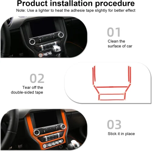 Miniatura 5 de CheroCar para Ford Mustang - Cubierta de Marco de Pantalla de Navegación para Consola Central, Decoración Interior Compatible con Ford Mustang