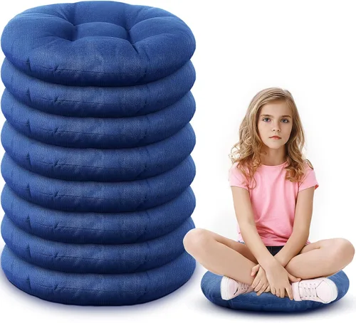 Miniatura 14 de Fumete - 8 piezas de cojines de piso redondos de 16 pulgadas para niños y bebés, asientos flexibles para muebles de aula, almohada de piso