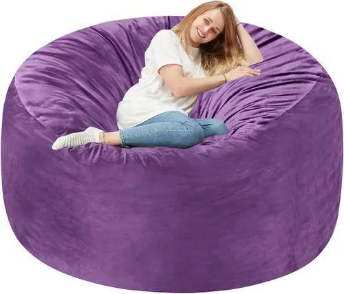 Miniatura 53 de Homguava - Sillón puff de 3 pies Sillón estilo puff grande de 3 pulgadas con relleno de espuma viscoelástica, sofá suave con funda de terciopelo