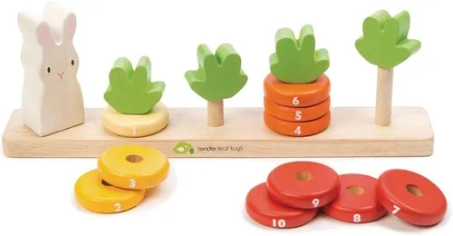 Miniatura 6 de Tender Leaf Toys - Contando zanahorias - Apilador de anillos de madera - Juguete educativo para aprendizaje temprano, conteo, clasificación
