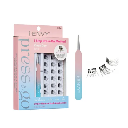 Miniatura 8 de i-ENVY Press&Go - Kit de pestañas autoadhesivas y aplicador, racimos de pestañas postizas sin pegamento, pestañas postizas de fácil aplicación, Glam