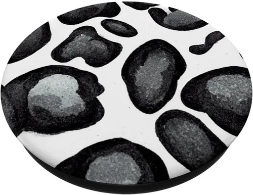 Miniatura 2 de White Gray Black Cheetah Leopard Print Animal Skin Cute Tren PopSockets Swappable PopGrip