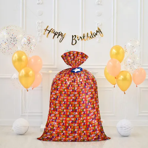Miniatura 4 de WRAPAHOLIC Bolsa de regalo de plástico grande de 56 pulgadas para cumpleaños, bolsa roja para bicicleta, envoltura de regalo para baby shower, 1