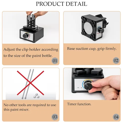 Miniatura 7 de Agitador de Pintura Modelo Manos Libres, Mini Máquina Mezcladora de Vórtice de Velocidad Ajustable para Pinturas Acrílicas, Tinta de Tatuaje