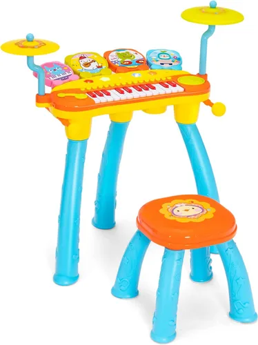 Costzon Juguete de teclado de piano de 24 teclas para niños, instrumento musical electrónico para niños pequeños, juguete educativo con micrófono,