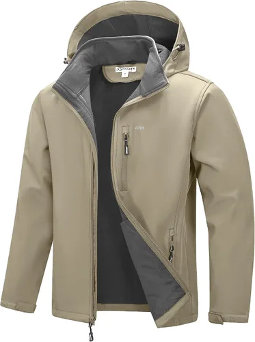 Miniatura 8 de 33,000ft Chaqueta Softshell para hombre con capucha, forro polar, ligera, impermeable, para senderismo