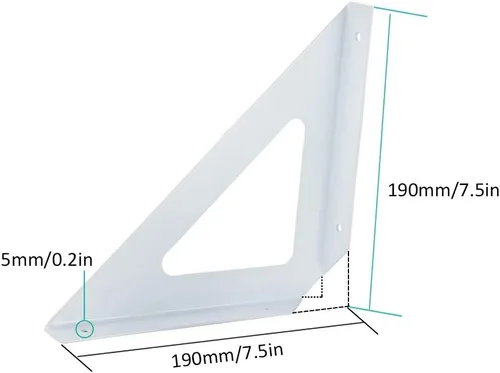 Miniatura 2 de Soporte de estante triangular de hierro de pared, soporte de estante de esquina industrial, soportes de soporte de pared de ángulo de 90 grados