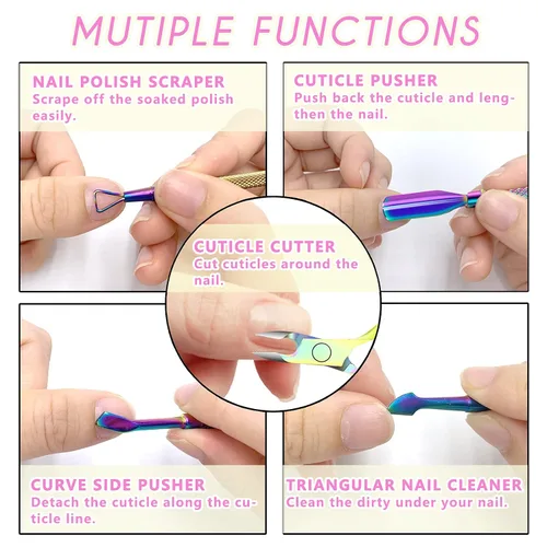 Miniatura 2 de Cortador de cutículas con empujador de cutículas y tijeras, removedor de cutículas, herramientas profesionales de manicura de pedicura duraderas