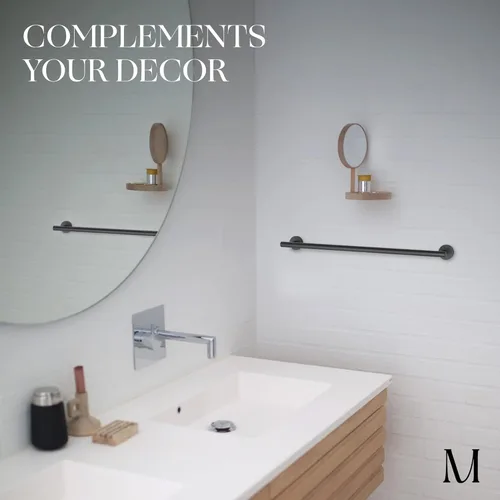 Miniatura 7 de Marmolux Acc - Toallero negro mate - Toallero de baño de 24 pulgadas - Barra SUS 304 de acero inoxidable resistente - Juego de almacenamiento