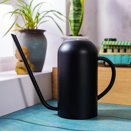 Miniatura 9 de Regadera de metal con boquilla larga de 40 oz/1.3 L, regadera de acero inoxidable para plantas de interior y exterior, negro mate