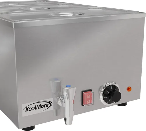 Miniatura 4 de KoolMore Calentador de alimentos comercial Bain Marie para encimera, estación de sopa y servidor de mesa de buffet con tres secciones de servicio