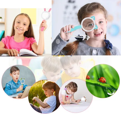 Miniatura 6 de Lupa de mano para niños para estudiantes y niños explorando la naturaleza, experimento científico, insectos, plantas, animales, hojas, observación