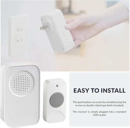 Miniatura 5 de Newhouse Hardware WCMP - Kit de timbre de puerta inalámbrico enchufable blanco Timbre inalámbrico para el hogar y la oficina con timbres