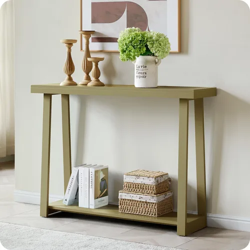 Miniatura 15 de Kings Brand Furniture Emma Mesa consola estrecha con estante inferior perfecta para mesa de sofá, mesa de entrada para pasillo, detrás del sofá