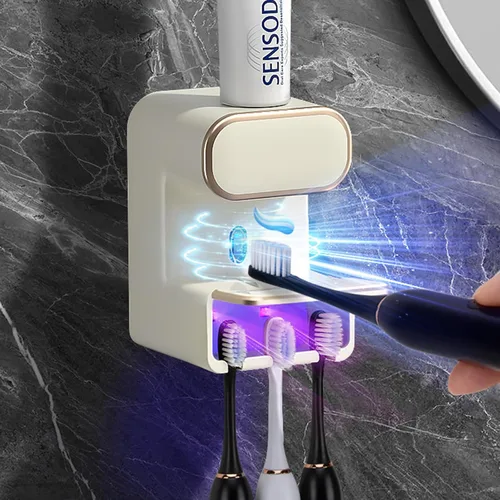 Dispensador automático de pasta de dientes, dispensador eléctrico de pasta de dientes montado en la pared con 3 ranuras para pasta de dientes,