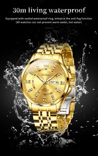 Miniatura 43 de OLEVS - Relojes de diamantes para hombres, relojes de vestir a prueba de agua, relojes analógicos de cuarzo de lujo con calendario de fecha y correa