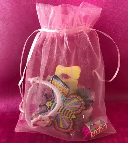 Miniatura 7 de Bolsa de regalo de organza de 5 x 7 pulgadas con cordón para joyas, dulces, juego de 50 bolsitas rosas, bolsas transparentes reutilizables de malla