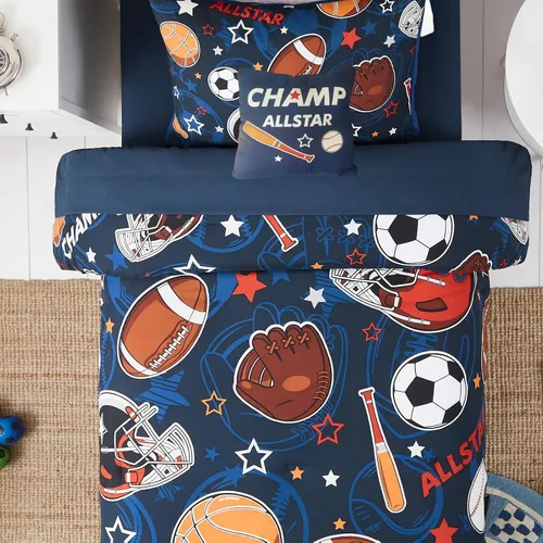 Miniatura 4 de Kaleido Space Juego de Edredón para Niños Tamaño Twin para Niños, Juego de Ropa de Cama de Juegos de Pelota que Brilla en la Oscuridad, 1 Edredón, 1