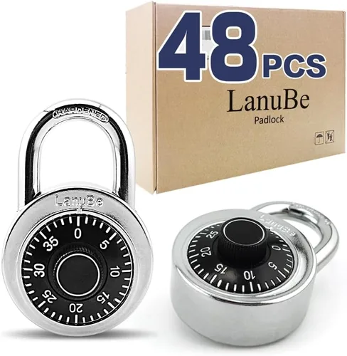 Miniatura 13 de LanuBe Candado combinado, 2 pulgadas de ancho, placa de esfera negra de 3 pulgadas de altura, 3 dígitos únicos, paquete de 1 código para casillero