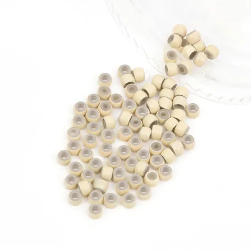 Miniatura 13 de Vlasy 100 Piezas Cuentas de Nano Anillo con Forro de Silicona para Extensiones de Cabello Humano con Nano Anillo 5 Colores Opcionales (Negro)