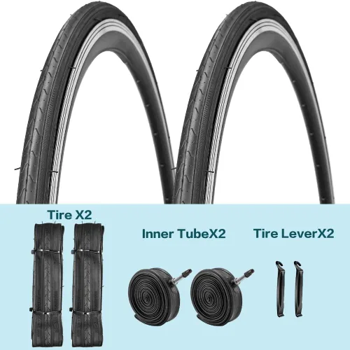 Miniatura 2 de Paquete de 2 neumáticos de bicicleta de 700 x 23C/25C/28C/35C/38C Plus tubos interiores de bicicleta, válvula Presta de 48mm o válvula Schrader