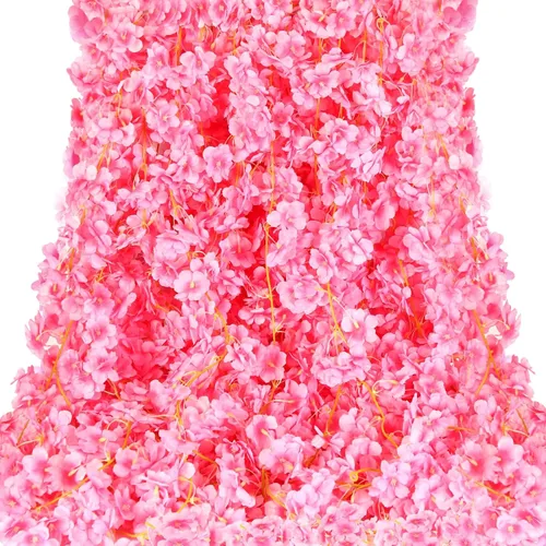 Miniatura 12 de Nuenen Paquete de 16 enredaderas artificiales de cerezo de 94.4 pies, guirnalda de flores de cerezo colgante, bonita decoración de habitación