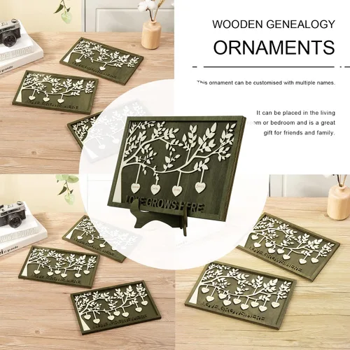 Miniatura 8 de Jeweidea Letrero personalizado con nombre de la familia con 2-9 nombres, adorno personalizado con placa grabada del árbol de la vida con soporte, 2