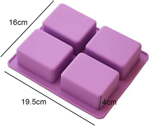 Miniatura 3 de Echodo - Molde rectangular de silicona para jabón de 4 cavidades, molde de silicona hecho a mano para velas de jabón