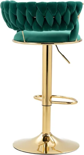 Miniatura 7 de RXR - Juego de 2 taburetes de bar de terciopelo, taburetes de bar de altura ajustable y taburete giratorio de 360°, silla de bar de cocina