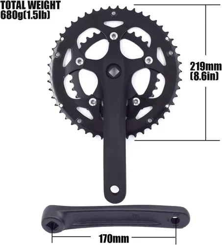 Miniatura 5 de DRIFT MANIAC Juego de bielas de bicicleta 50/34T 52/42T 110BCD cuadrado para bicicleta de senderismo por carretera 6.693 in brazo de manivela