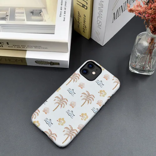 Miniatura 4 de Funda compatible con iPhone 11, resistente a arañazos, funda híbrida de 2 capas con carcasa dura, diseño de cocoteros de playa de verano