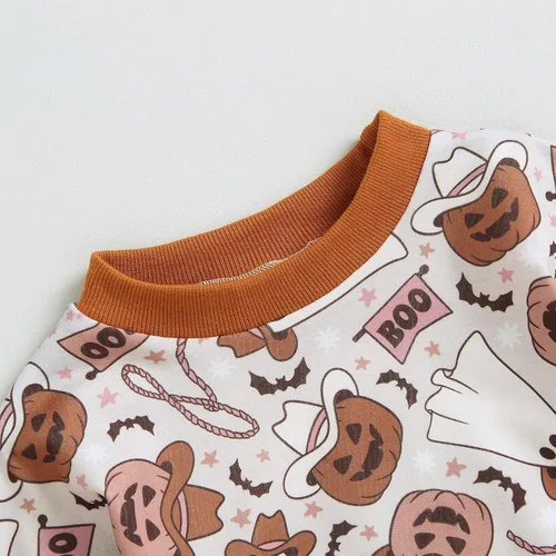Miniatura 31 de Adobabirl Traje de Halloween para bebé, sudadera de fantasma, calabaza, mameluco, suéter de gran tamaño, lindo para otoño e invierno