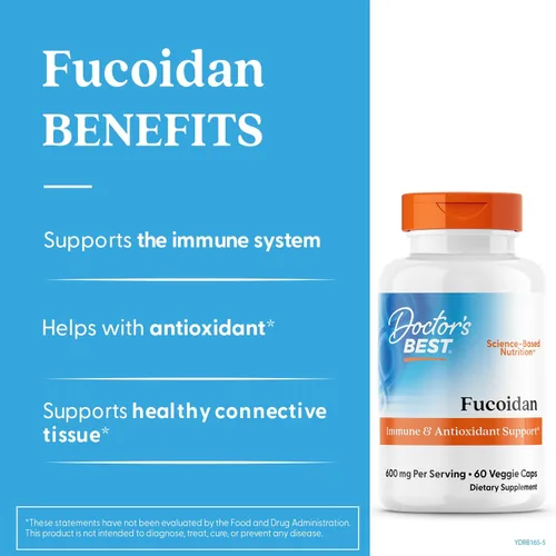Miniatura 3 de Doctor's Best Suplemento Fucoidan para hombres y mujeres, cápsulas de extracto de fucoidan de algas marinas, salud inmunitaria y apoyo antioxidante