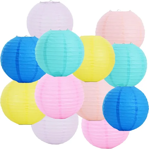 Miniatura 35 de BEISHIDA Faroles de Papel Blancos de 12 Pulgadas Decorativos Chinos/Japoneses Colgantes Redondos de Papel Lámparas para Cumpleaños, Bodas, Navidad