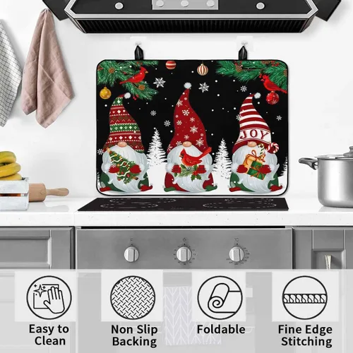 Miniatura 7 de Cubierta de estufa para estufa eléctrica, diseño de Navidad, invierno, fondo rojo nieve, cubierta superior de estufa para parte superior de vidrio