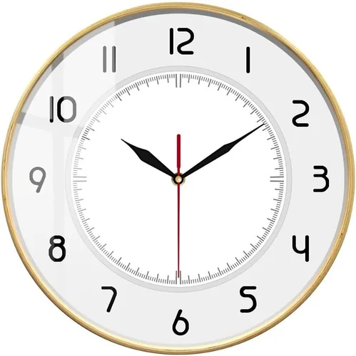 Reloj de pared con marco de madera de diseño moderno de 12 pulgadas, silencioso, sin tictac, funciona con pilas, minimalista, decorativo, de madera,