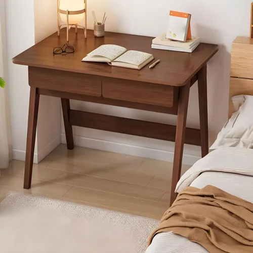 Miniatura 8 de Escritorio escandinavo de estudio de oficina, escritorio contemporáneo para computadora, escritorio de trabajo con base de madera de nogal, nogal