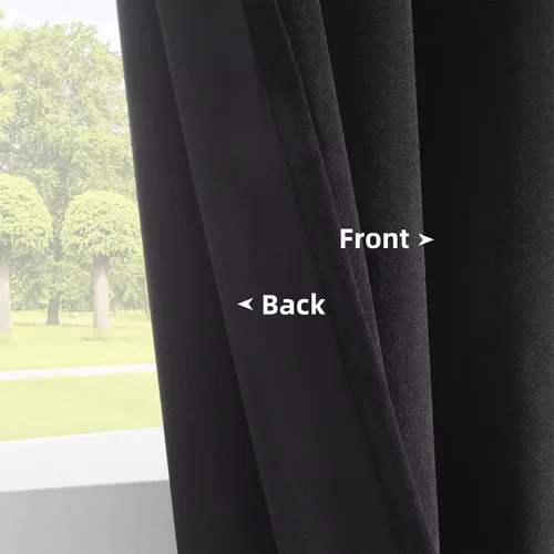 Miniatura 4 de Joydeco Cortinas de terciopelo negro de 63 pulgadas de largo, 2 paneles, cortinas opacas de lujo con bolsillo para barra, cortinas de ventana
