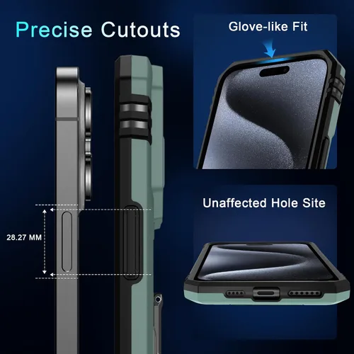 Miniatura 385 de DEERLAMN Funda para iPhone Xs Max con funda deslizante para cámara + protector de pantalla, soporte giratorio de anillo de grado militar a prueba